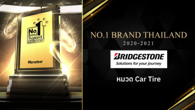 “บริดจสโตน คว้ารางวัล “No.1 Brand Thailand 2020-2021”ตอกย้ำผู้นำตลาดยางรถยนต์ตัวจริง ต่อเนื่อง 10 ปีซ้อน”