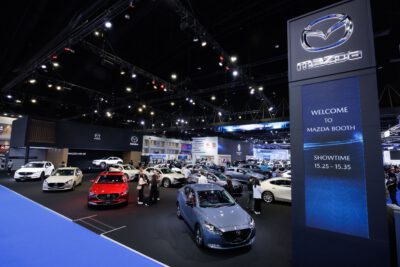 Mazda shows its next technology for the first time at the Motor Show and delight customers with special offers including 0% minimum down payment, free first class insurance, free 5-year Mazda Ultimate Service