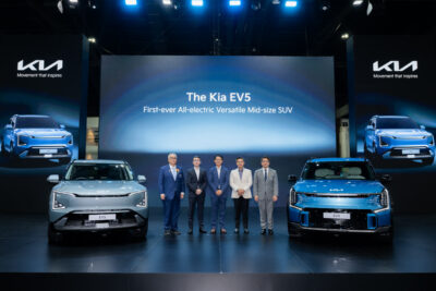 “เกีย เซลส์ (ประเทศไทย)” เปิดตัว “The Kia EV5” รถเอสยูวีขนาดกลาง ไฟฟ้า 100% ครบไลน์อัปที่ให้ความอเนกประสงค์เต็มรูปแบบรุ่นแรกในไทย ราคาพิเศษช่วงเปิดตัวเริ่มต้น 1,249,000 บาท ในงานมอเตอร์โชว์ ครั้งที่ 45